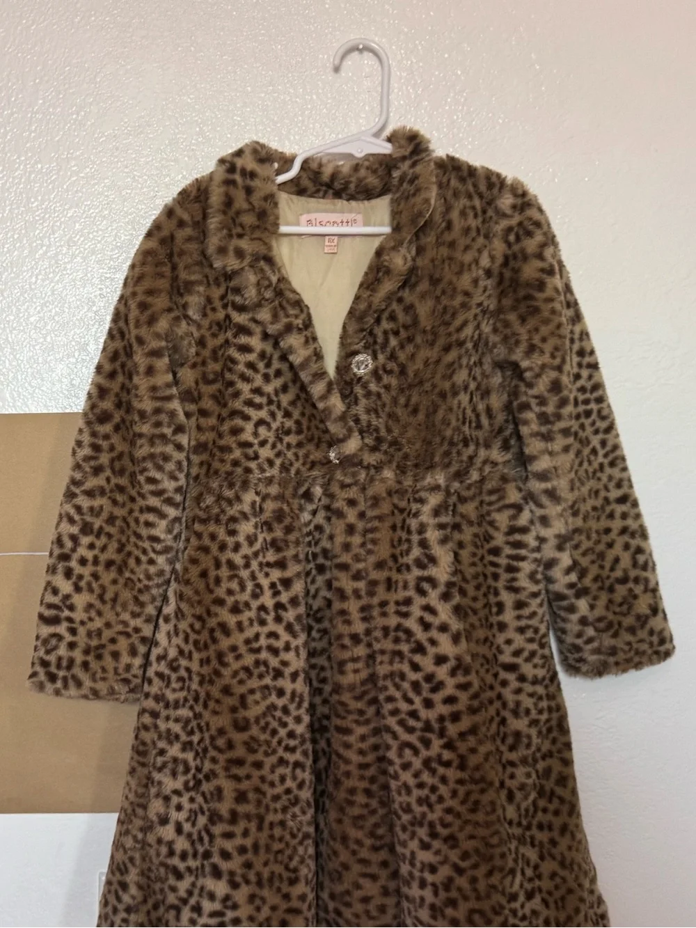 Faux Fur Leopard Print Coat - Brown/Black